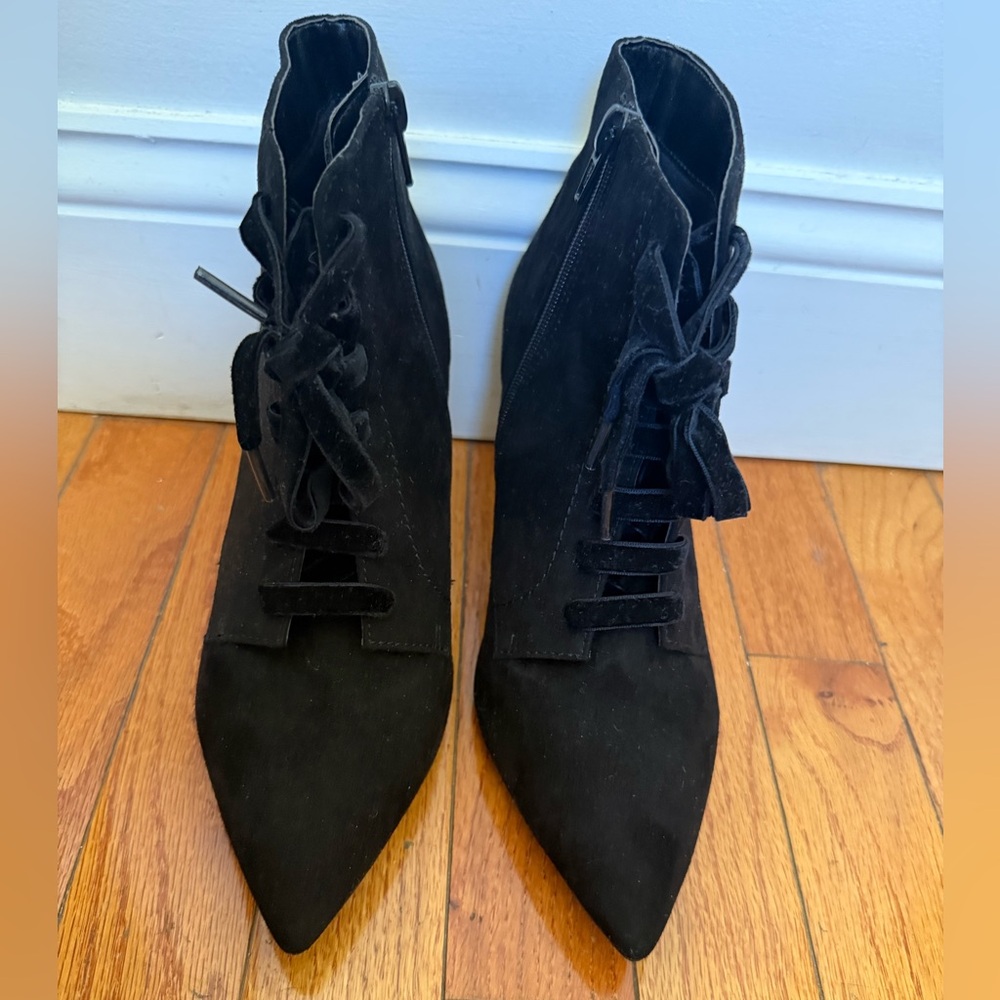 Elegant Black Suede Women's Ankle Boots Size 36